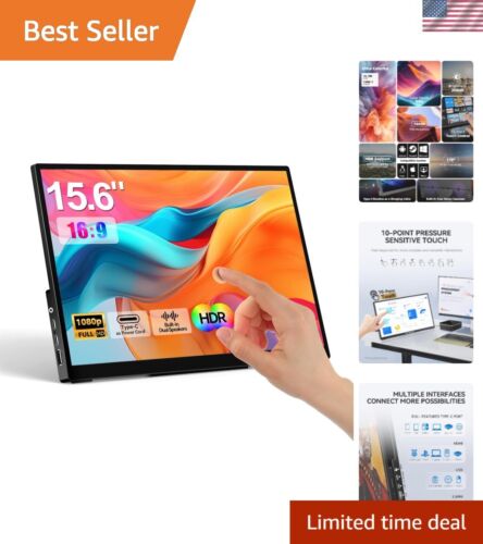 15.6” Full HD Touchscreen Monitor – 10-Point Touch Capability, USB-C & HDM