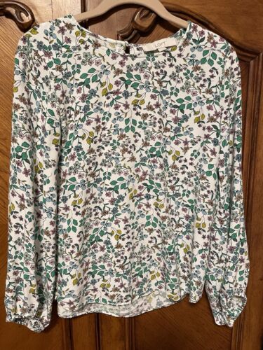 Women’s LOFT White With Floral Blouse Size Small