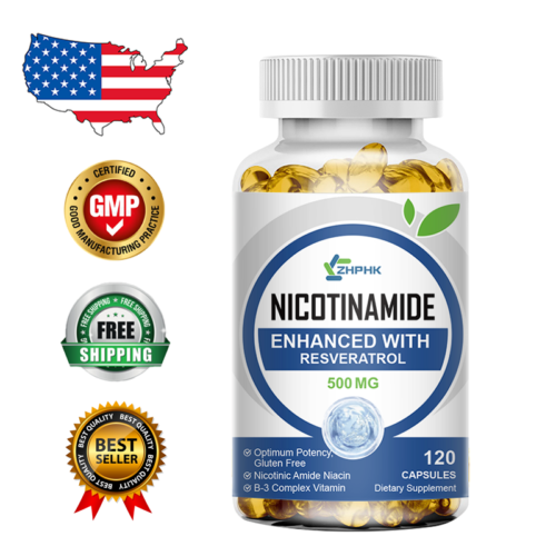 Nicotinamide Resveratrol 500MG, Natural Anti-aging NAD Supplement 120 Capsules