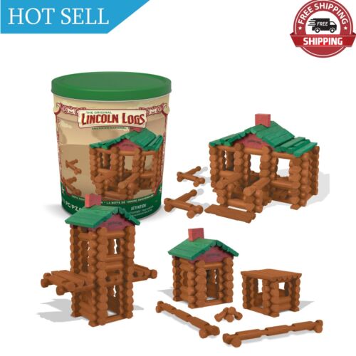 Lincoln Logs – 100th Anniversary Tin, 111 Pieces, Real Wood Logs – Ages 3+ – …