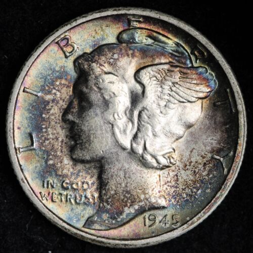 1945-S TONED Mercury Silver Dime CHOICE BU *UNCIRCULATED* MS E336 GNN