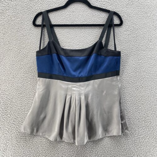 Ann Taylor Silk Babydoll Top Women 6 Grey Blue Y2K Fairycore Whimsicalcore Sexy