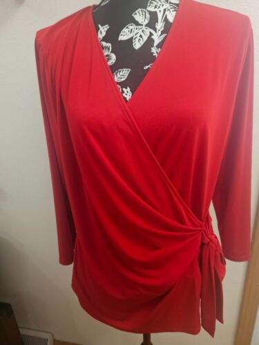 SIZE XL ANNE KLEIN Red Long Sleeve Blouse INVPV2395