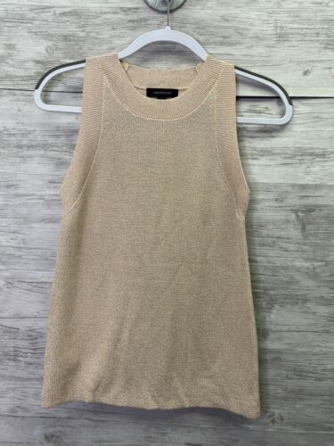 Ann Taylor Tank Top M Womens Pink Silver Metallic Knit