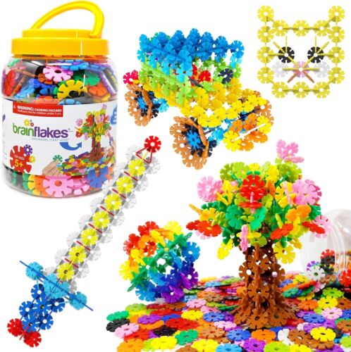 Brain Flakes 500 Piece Set, Ages 3+, Interlocking Plastic Disc Toy for Creative