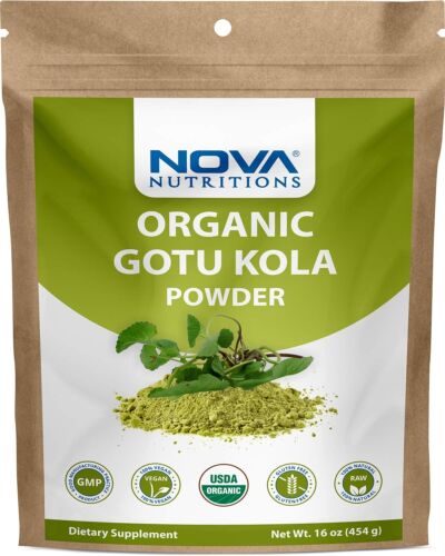 Nova Nutritions Certified Organic Gotu Kola Powder 16 OZ (454 gm)