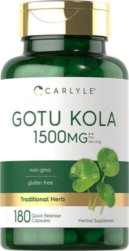 Gotu Kola Capsules 1500mg | 180 Count | Non-GMO, Gluten Free | by Carlyle