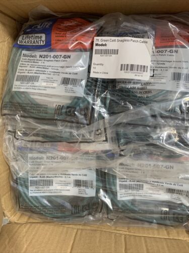 50 QTY Tripp Lite N201-007-GN 7ft Cat6 Gigabit Snagless Molded Patch Cable NEW