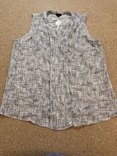 NWTAnn Taylor Factory Womens White/Black Patterned Sleeveless Blouse Size Large