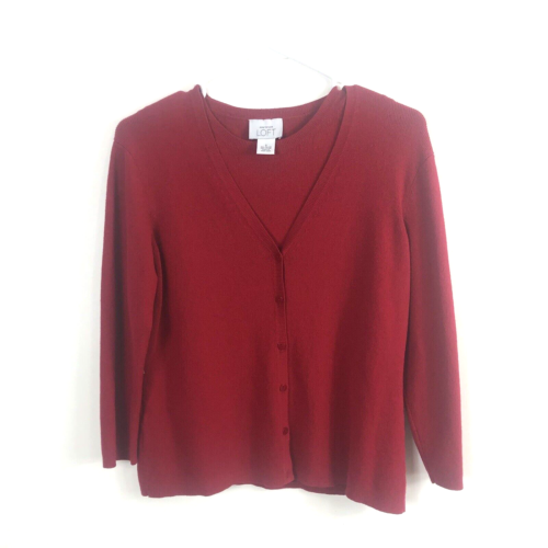 Women’s Ann Taylor Loft Sold Burgundy Shell Red Cardigan Size Small