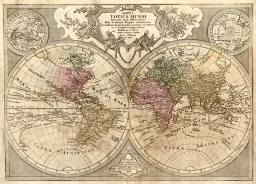 18″ x 24″ 1775 Map Of The World Wearing The Observations Of DNN Royal Academy