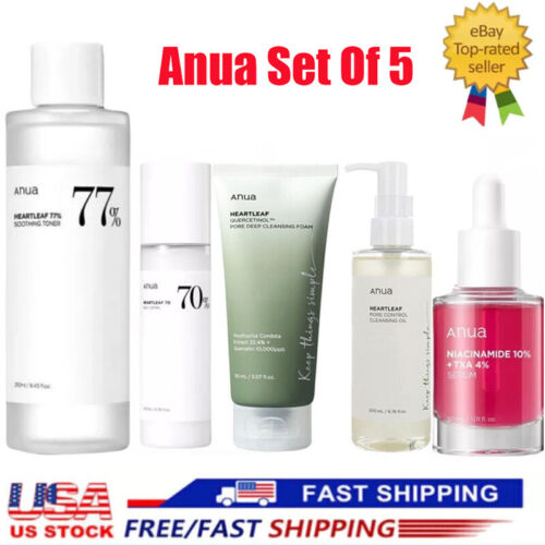 Set Of 5 Anua Niacinamide 10% TXA 4% Serum Heartleaf Toner Lotion Cleansing oil