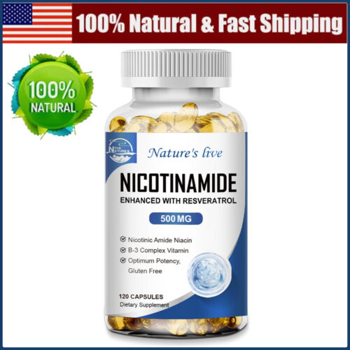 NAD Booster Supplement-Nicotinamide + Resveratrol 120Capsules Natural Anti-Aging