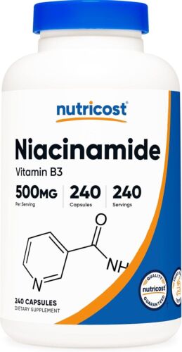 240 Capsules Nicotinamide 500mg Anti-aging NAD Supplement Energy Production