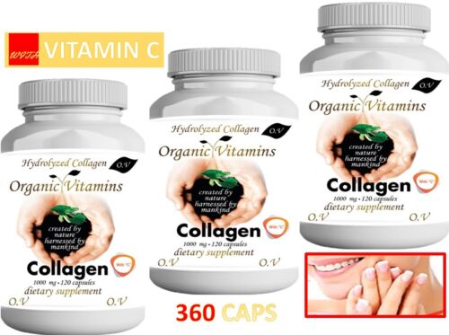 3 Hydrolized Collagen + Vitamin C 360 CAPS ,hydrolyzed