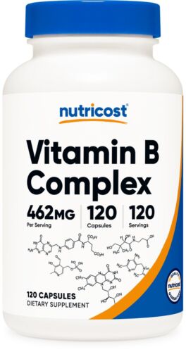 Nutricost Vitamin B Complex 460mg, 120 Capsules With Vitamin C – High Potency