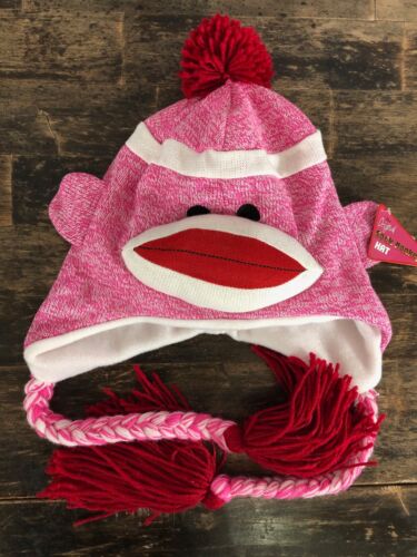 Original Sock Monkey Hat Pink Ages 3 and Up Plushland NWT (Q13)