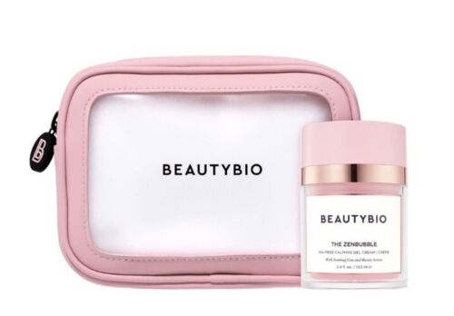 BeautyBio ZenBubble Gel Cream Jumbo 3.4 oz & Cosmetic Bag-NEW SEALED