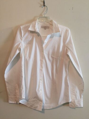 Ann Taylor Loft Size 8 Button Front White Shirt Top Blouse  Women