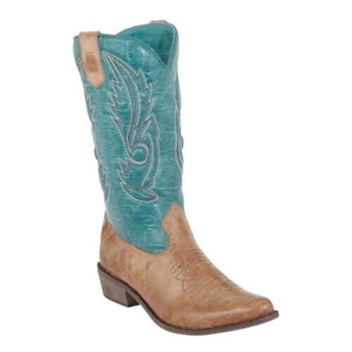 Coconuts Women’s Gaucho Faux Leather Cowboy Boot Turquoise Size 10