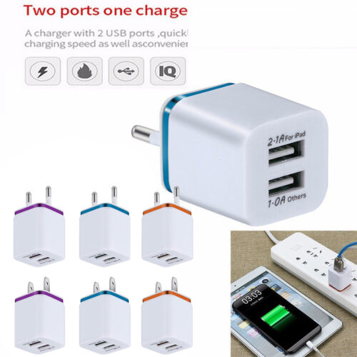 1*Dual USB Port Cube Plug Adapter, Portable USB Wall Charger With Smart Charging