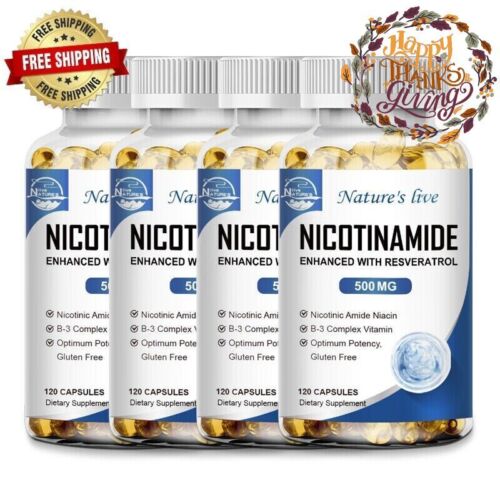 Nicotinamide Resveratrol 500 mg, NAD Supplement 120/240/480 Capsules Anti-aging