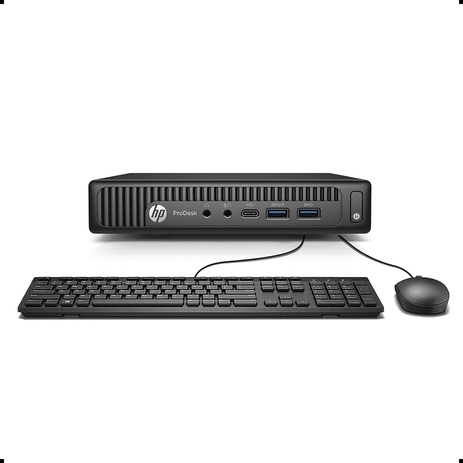 HP Prodesk 600 G2 Micro Computer Mini Tower PC (Intel Quad Core i3-6100T, 8GB DDR4 Ram, 256GB SSD, VGA, USB 3.0, USB-C) Win 10 Pro (Renewed)