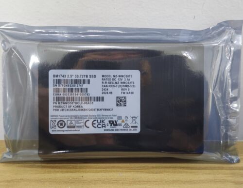 Samsung BM1743 30.72TB SSD NETAPP 2.5″ U.2 PCIe4.0 MZ-WMO30T0 MZWMO30THCLF-00AG5