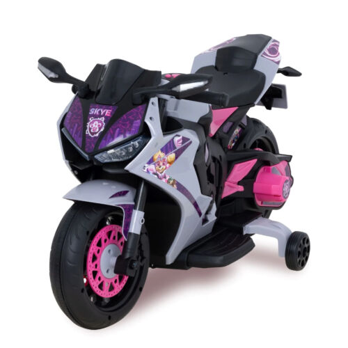 Kids Skye Paw Patrol 6V Battery-Powered Motorcycle w/ Training Wheels, Ages 3+