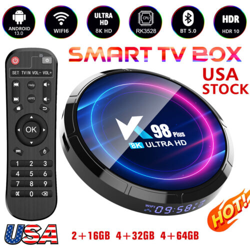 K98 Plus Android13.0 TV Box Quad-core 8K HD RK3528 WiFi6 BT5.0 Media Player N0B3