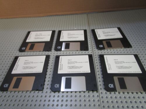 MICROSOFT WINDOWS BLACK 3.5″ DISKS SOFTWARE SETUP DISKS 1-6-VERSION 3.11-1985/93