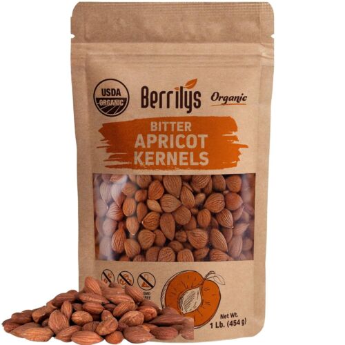 Organic Bitter Raw Apricot Kernel Premium Seeds 16oz Gluten Free Vegan USDA 1 lb