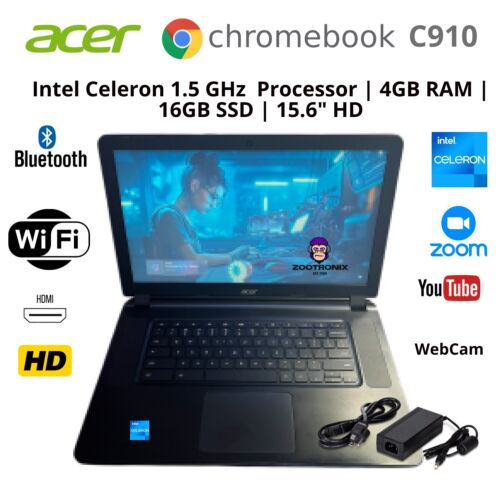 Acer Chromebook C910 15.6″ Intel 1.5 GHz 4GB RAM | 16GB SSD | Bluetooth Webcam