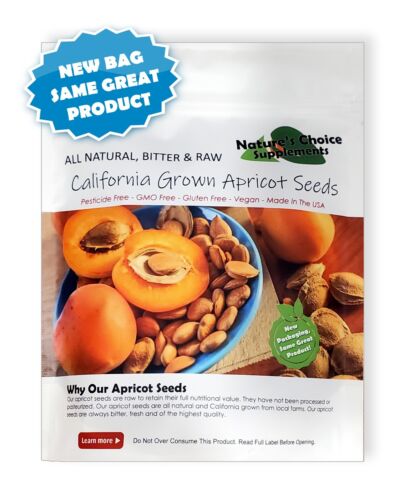 BITTER APRICOT SEEDS, 8 OZ, California Grown, Raw & All Natural