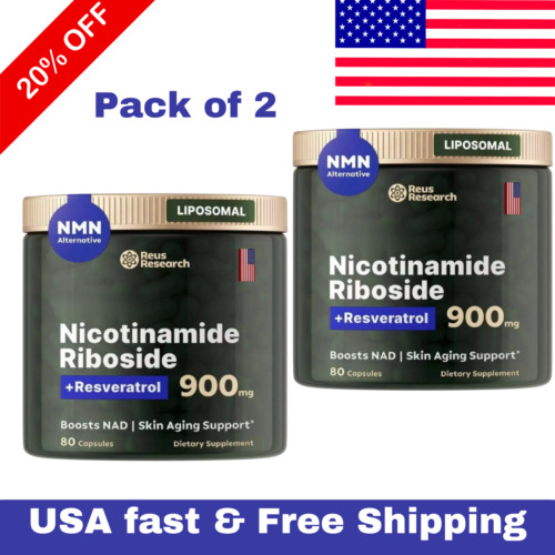 Nicotinamide Riboside+Resveratrol NAD+ Supplement 900mg Anti-Aging 80 caplets