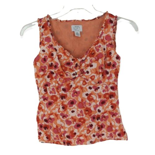 Ann Taylor Loft 4P Petites Floral Sleeveless Tank Top Blouse Fairycore