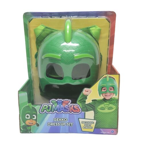 PJ Masks Gekko Dress Up Set Disney Junior Shirt & Mask Size Kids 4-6 Ages 3+