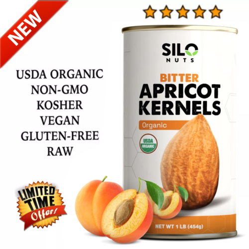 Organic Bitter Raw Apricot Kernel Premium Seeds 16oz Gluten USDA GLUTEN FREE 1LB