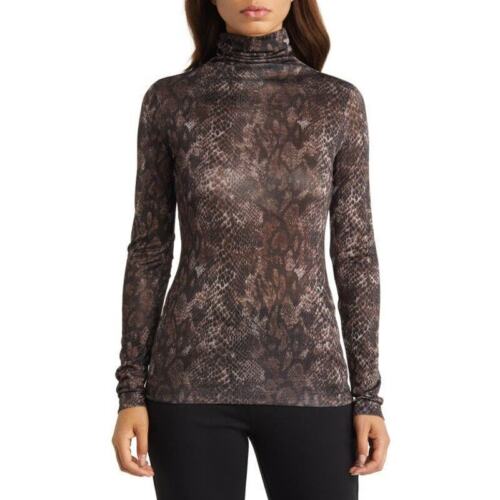 Anne Klein Women’s Seamless Knit Funnel Neck Top, Espresso Combo – Size Large