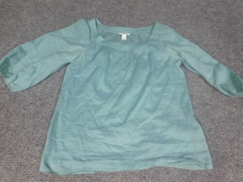 Ann Taylor Loft Womens Blouse 8 blue Pullover stretch top classic