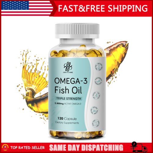 Omega 3 Fish Oil Softgel Capsules Triple Strength EPA & DHA, Heart Brain Health