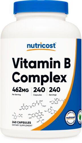 Nutricost Vitamin B Complex 460mg, 240 Capsules With Vitamin C – High Potency