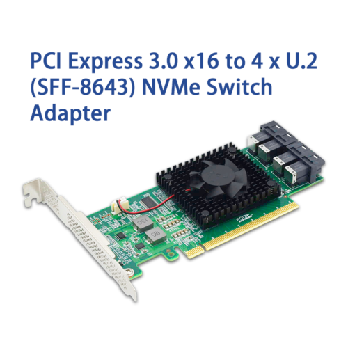 PCIe3.0 x16 to 4 x U.2   NVMe SSD switch Adapter with PLX8747 controller