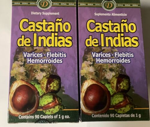 2 Pack CASTANO DE INDIAS 90 Tab Ea HORSE CHESTNUT SUPPORT FLEBITIS-HEMORRHOIDS