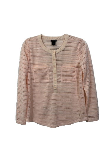 Ann Taylor Outlet Womens Peach 1/2 Button Longsleeve Button Up Shirt Small B