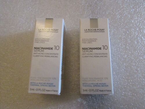 NEW 2x LaRoche Posay Pure Niacinamide 10 Serum Anti-Aging Sample Size 3 ml 0.1oz