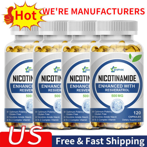 NAD Booster Supplement – Nicotinamide 500mg Resveratrol 100mg- 120 Capsules