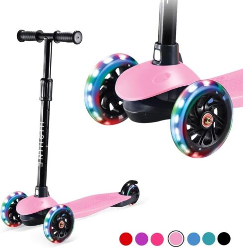 Hishine Kick Scooter for Kids with 3 Light up Wheels for 2-7 Years Old Ages Girl