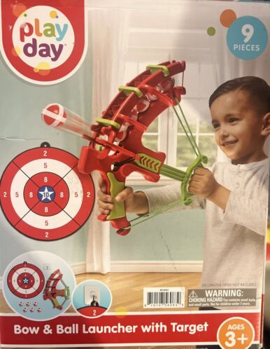 Bow With Ball Launcher With Target TOY.  Ages 3+.   9 Pieces