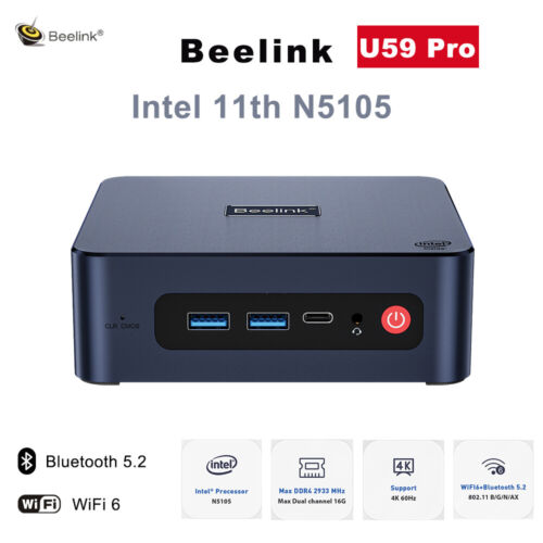 Beelink U59 Pro Intel 11th N5105 Gaming Office Home Mini PC DDR4 DP WIFI6 Design